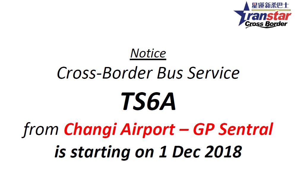 Screengrab of notice attached on the bus timetable for cross-border bus service TS6A.