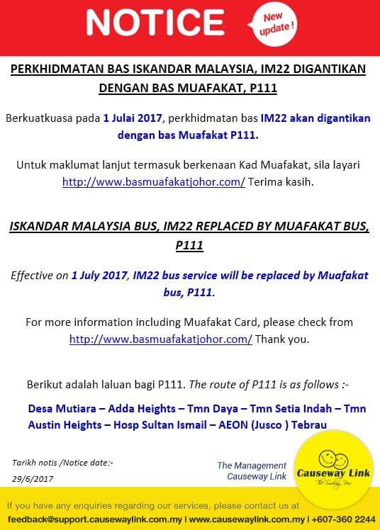 Official Announcement on Bas Iskandar Malaysia IM22