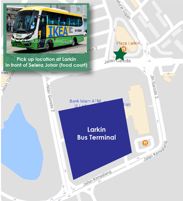 Boarding Location for IKEA Tebrau shuttle bus at Larkin