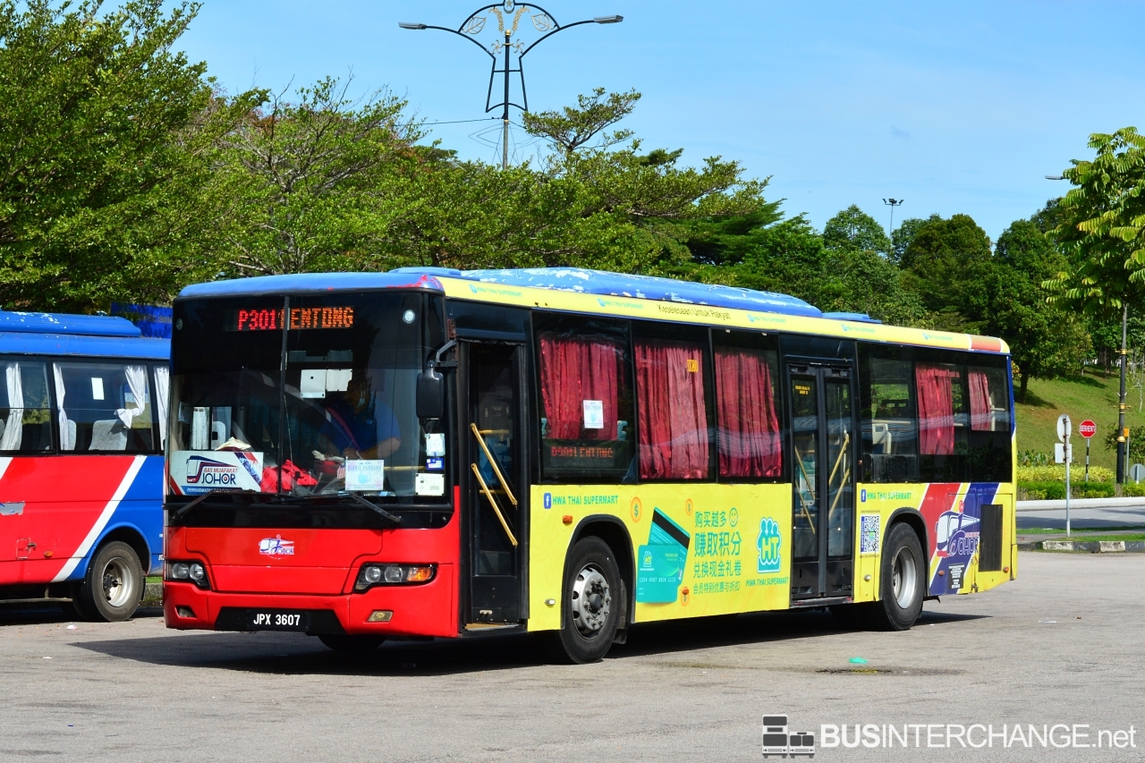 A Higer KLQ6128G (JPX3607) operating on Maju bus service P301