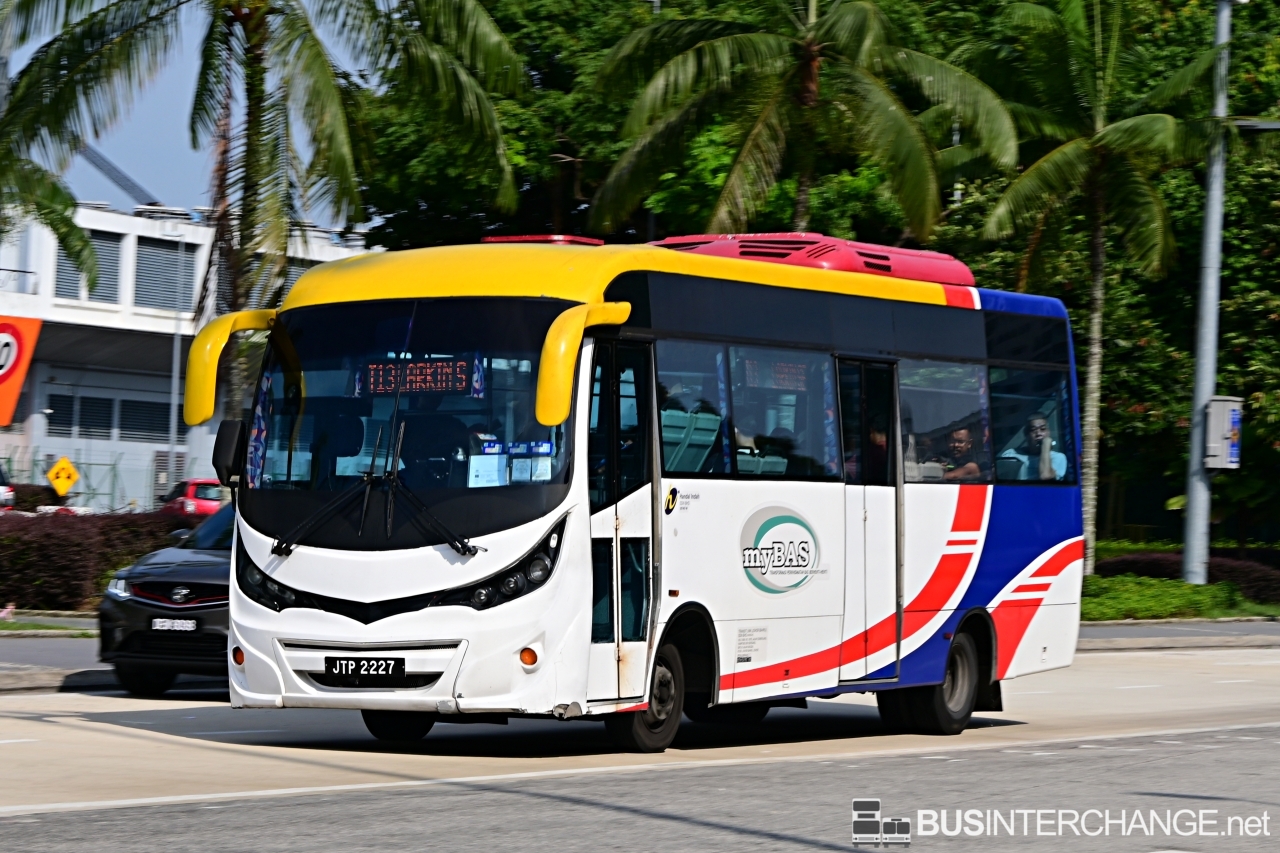 The Hino XZU720R with Pioneer bodywork (JTP2227) is seen on myBas Johor Bahru Bus Route T13 operated by Causeway Link.