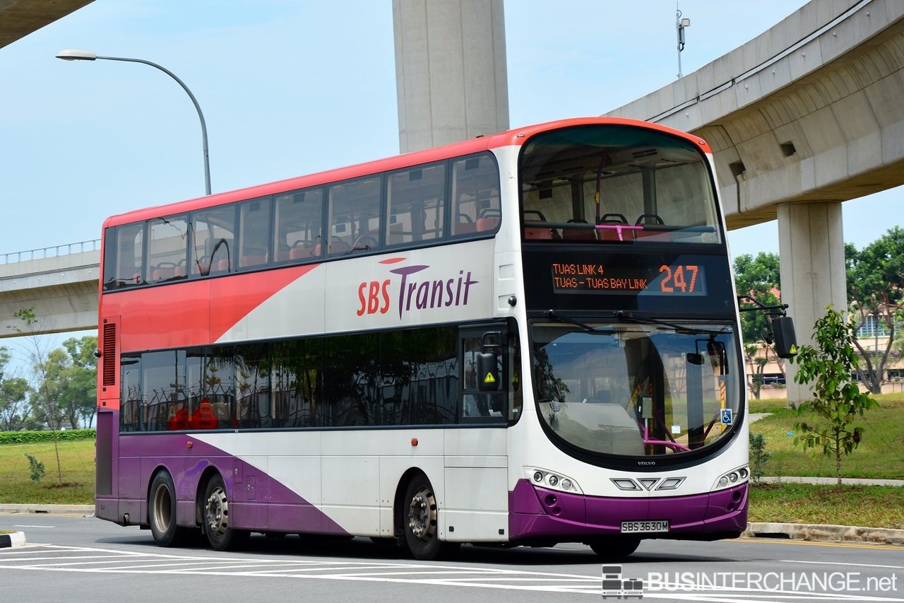 SBS3630M — A Volvo B9TL (Wright Eclipse Gemini II) double-deck bus serving commuters on service 247 back when it was operated by SBS Transit in July 2017.