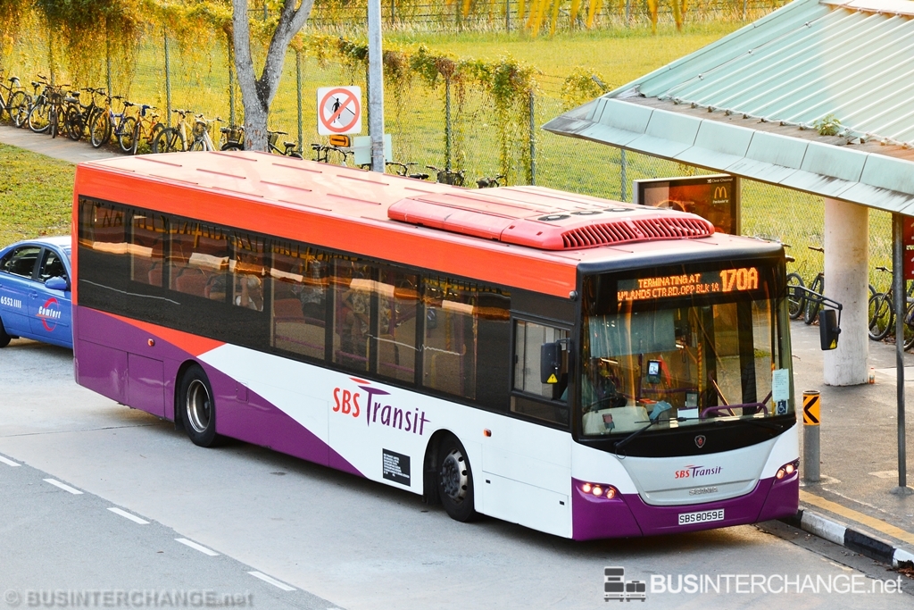 A Scania K230UB (SBS8059E) operating on SBS Transit bus service 170A