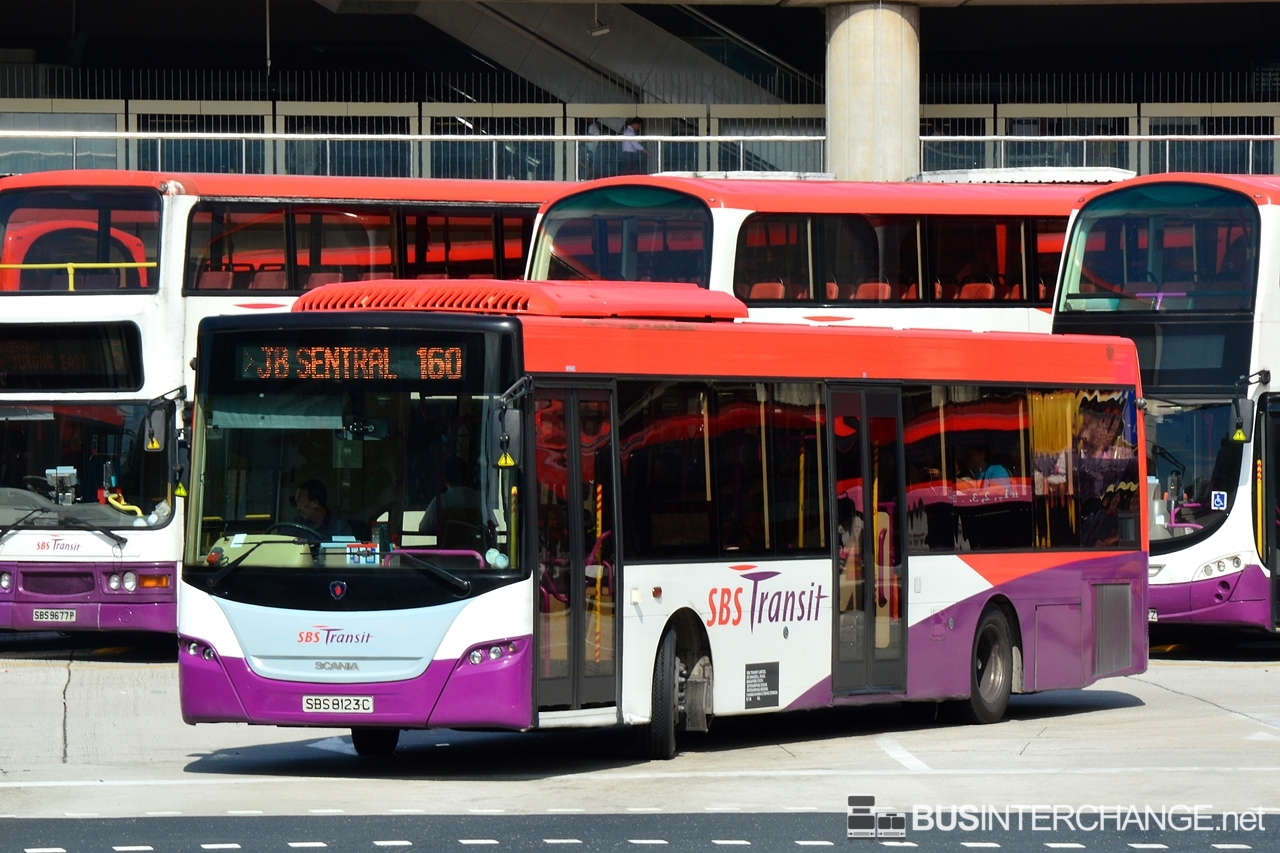 A Scania K230UB (SBS8123C) operating on SBS Transit bus service 160