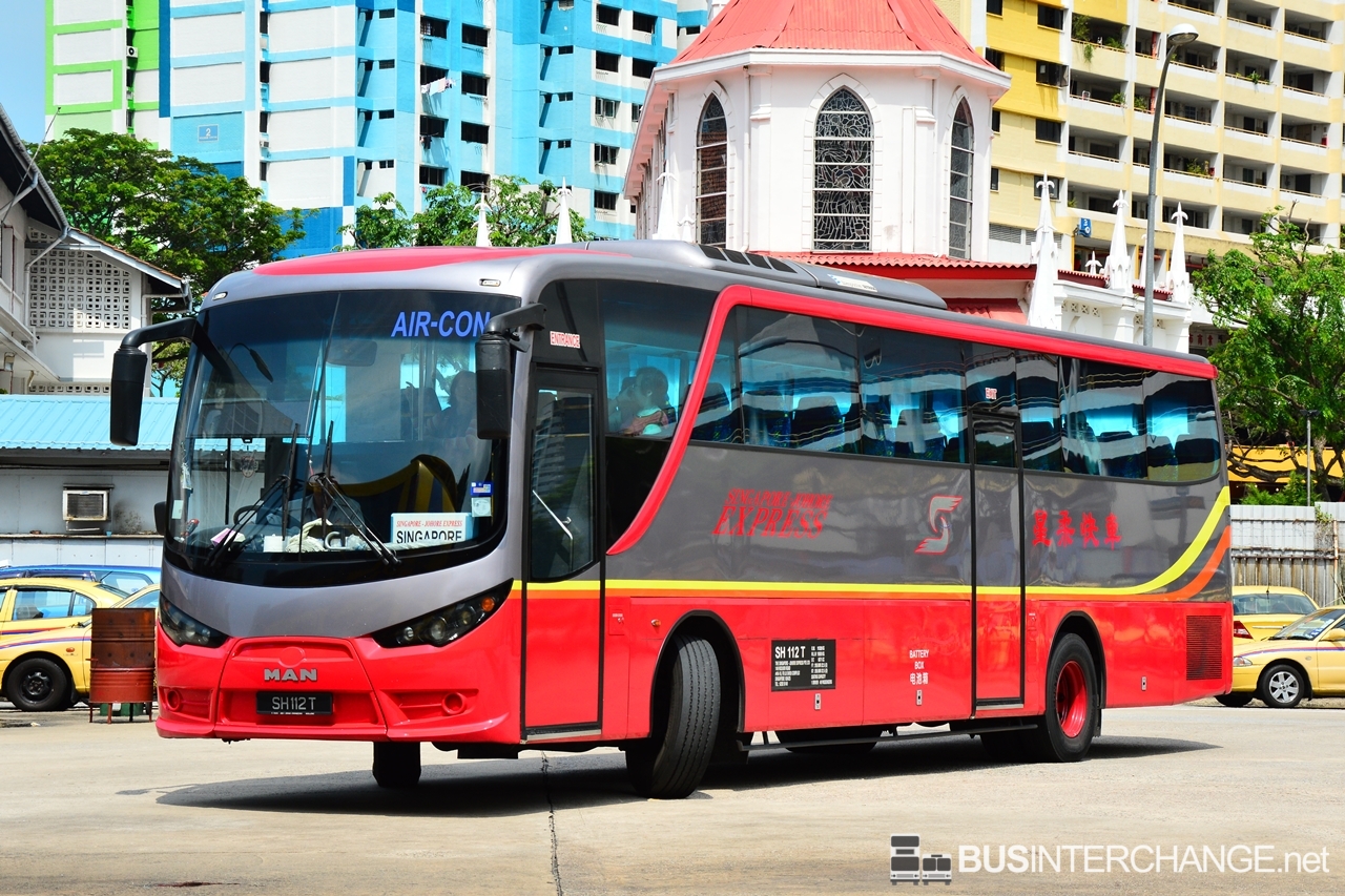 A MAN SU283F (A91) (SH 112T) operating on Singapore-Johore Express bus service SJE