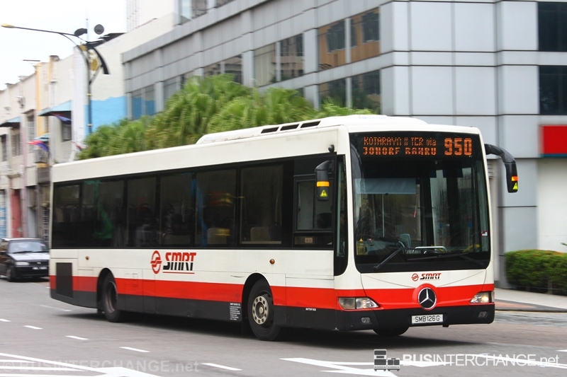 A Mercedes-Benz OC500LE (SMB126G) operating on SMRT Buses bus service 950