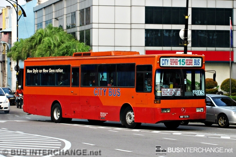A Mercedes-Benz OH1318 (WGF7279) operating on City Bus bus service 15