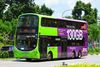 Thumbnail: SBS3440U — A Volvo B9TL (Wright) double-deck bus, pictured carrying a TPG Mobile advertisement, serving commuters on service 85 under current bus operator Go-Ahead Singapore in September 2021.
