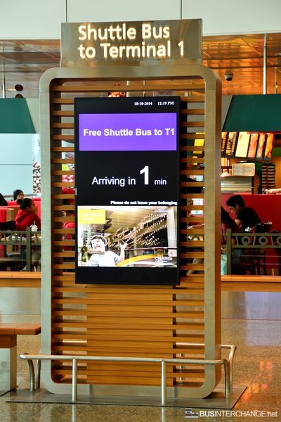 Arrival Information Board for Changi Airport Terminal 1 <> 2 Shuttle Service - Woodlands Transport