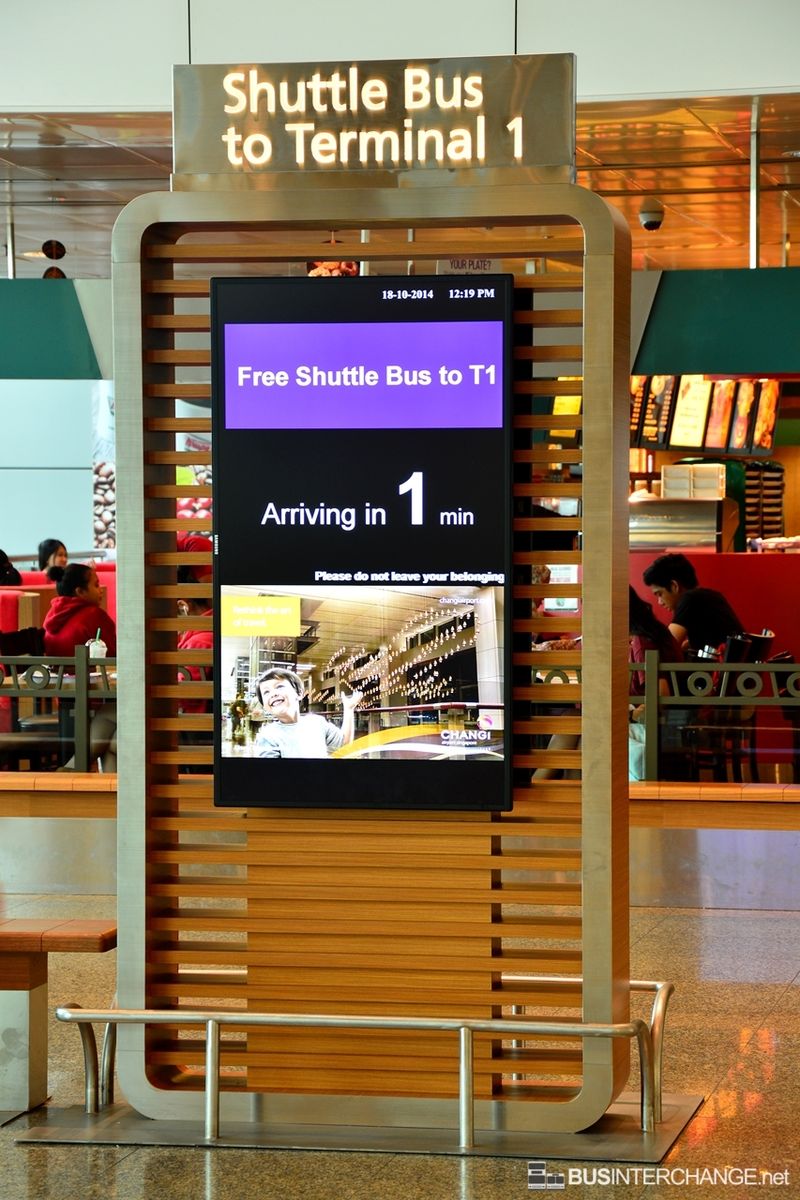 Arrival Information Board for Changi Airport Terminal 1 <> 2 Shuttle Service - Woodlands Transport