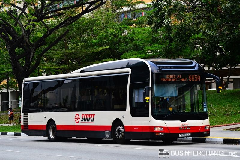 SMB285E — A MAN NL323F (A22) (Gemilang) single-deck bus serving commuters on service 965A back when it was operated by SMRT Buses in March 2014.