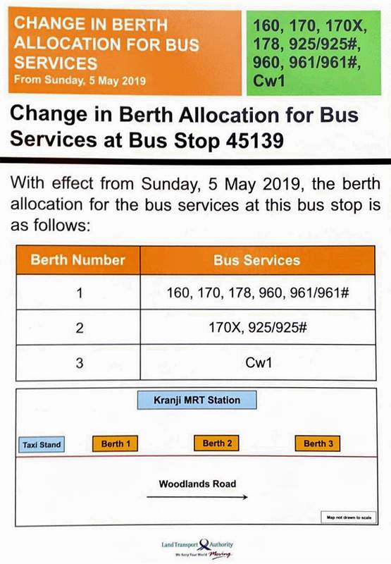 Berth reallocation at Kranji MRT station bus stop