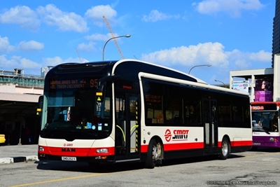 A typical bus serving SMRT bus service 950.