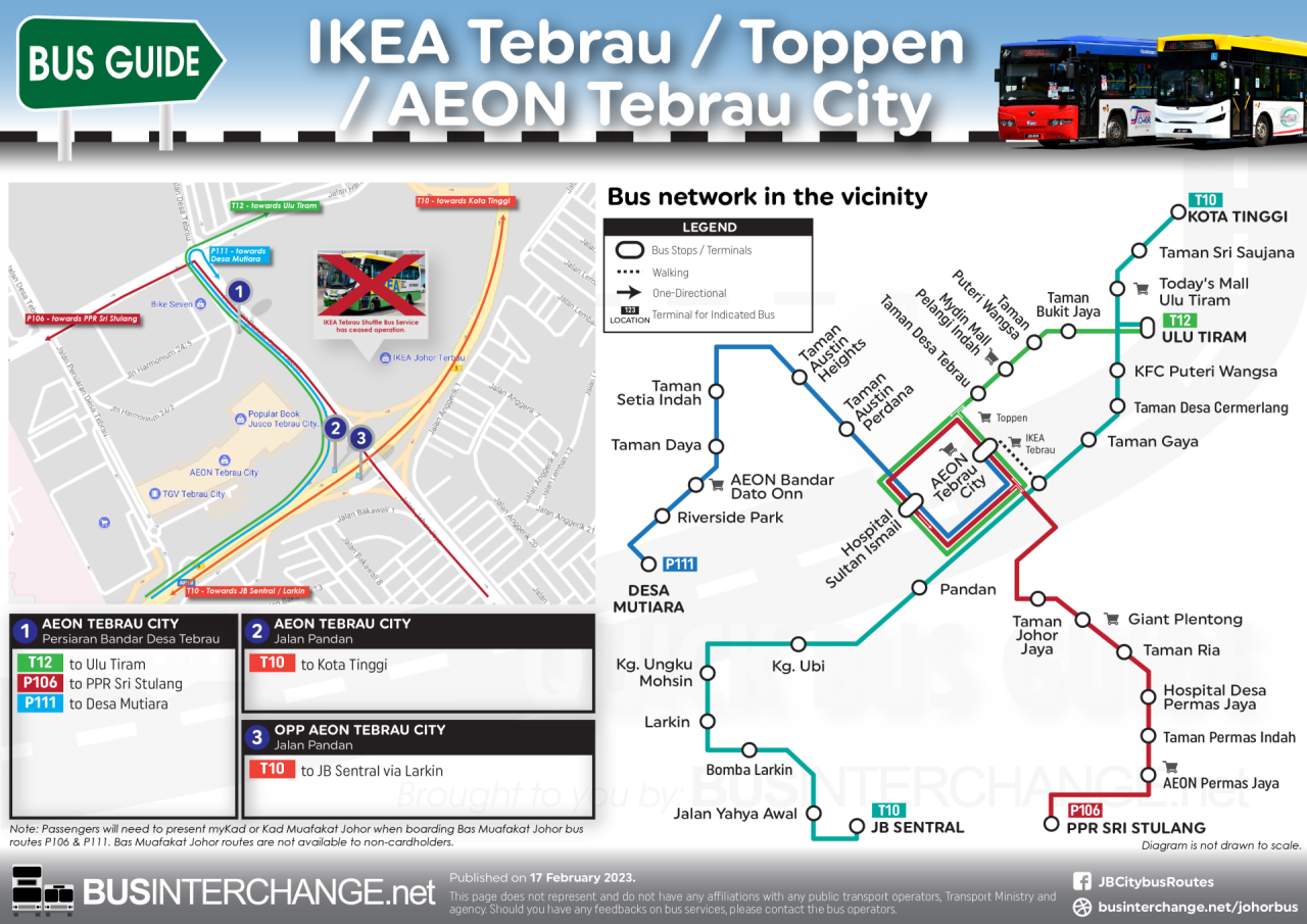 Bus Services around IKEA Tebrau Johor and AEON Tebrau City