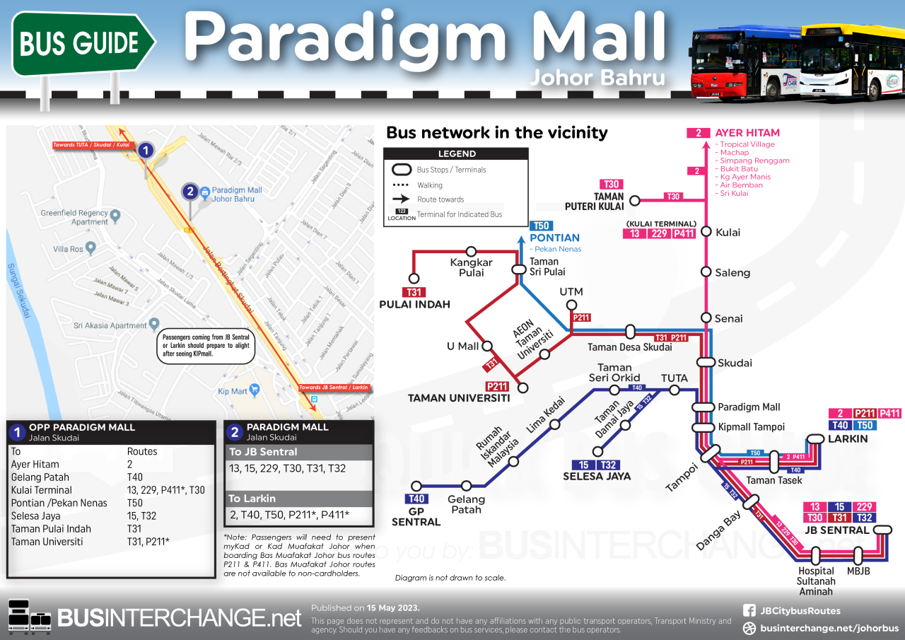 Bus guide to Paradigm Mall Johor Bahru (JB)