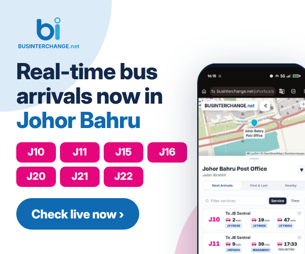 Live Arrival Times Available in Johor Bahru